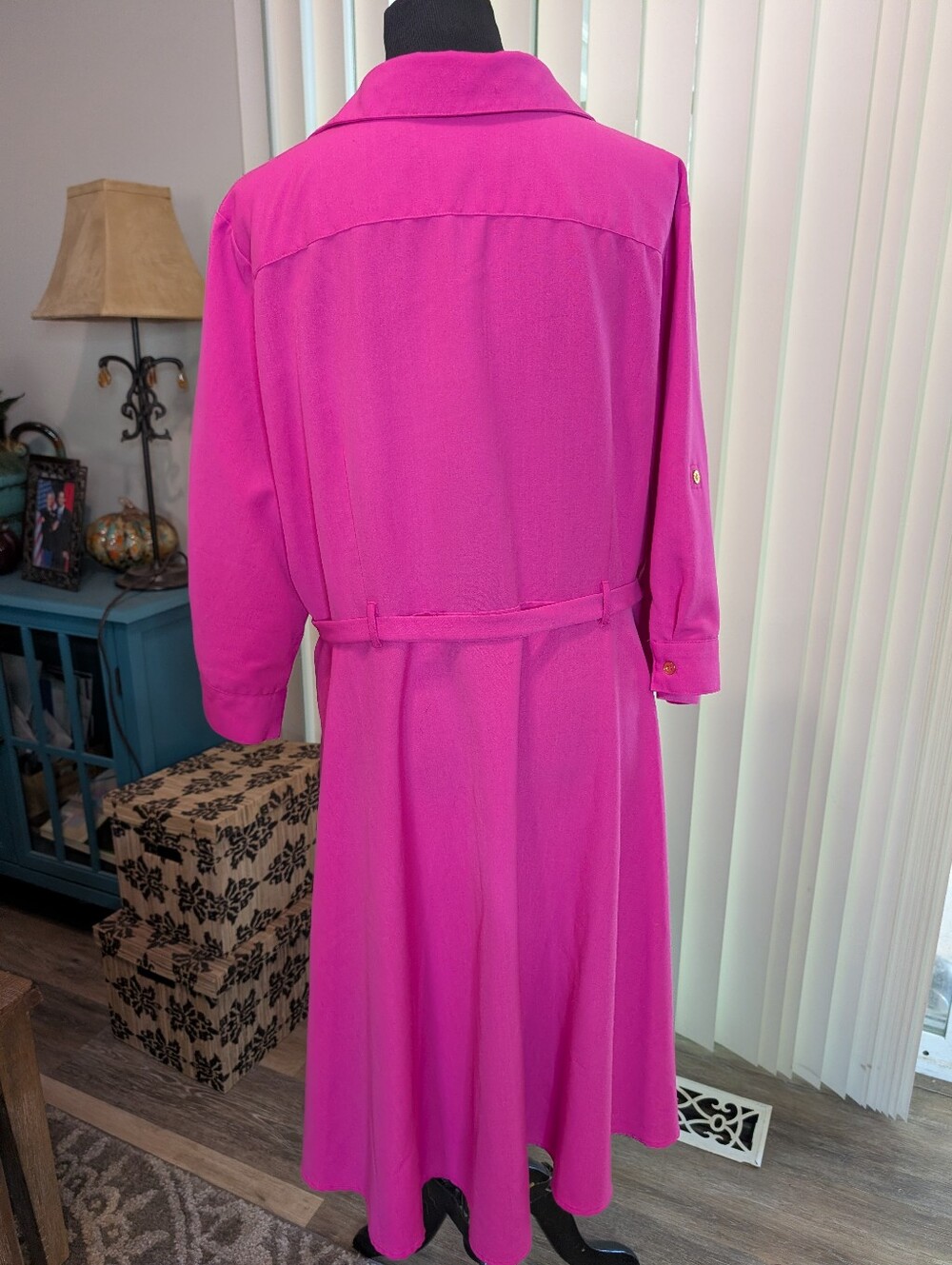 Sharagano Hot Pink Button Down Shirt Dress - Picture 3 of 4